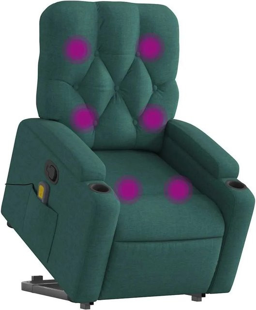 vidaXL Massagesessel mit Aufstehhilfe in Dunkelgrün aus Stoff, B/T/H: 86,5 x 74,0 x 93,5 cm - Bild 1