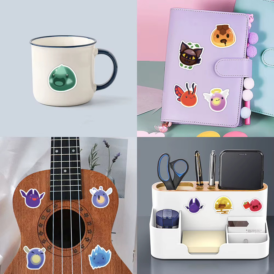 60 Stück GOGOTU Kawaii Slime Rancher Aufkleber, bunte Cartoon Graffiti-Dekoration für Notizbuch, Gepäck und Wasserbecher, wasserfest - Bild 3