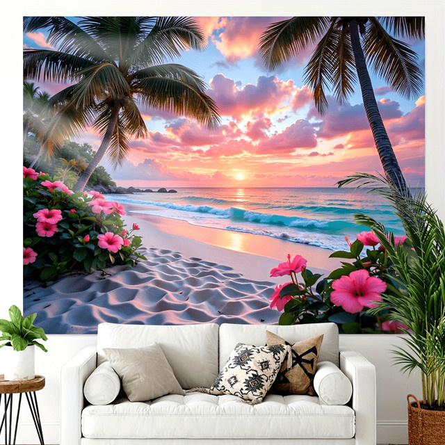 VIKAMA Wandteppich Tropischer Sonnenuntergang im Art Deco Stil, Mehrfarbig, B/H: 60 x 40 cm - Bild 1