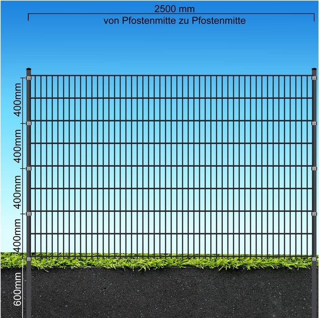 Fa-Bausysteme Doppelstabzaun Anthrazit 8-6-8 Plättchen Höhe: 1630 mm, Länge: 22,5 m - Bild 1