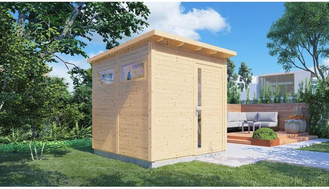 Bertilo Gartenhaus Pentus 2 aus Holz in Natur mit Flachdach, B/T/H: 234 x 226 x 232 cm - Bild 1