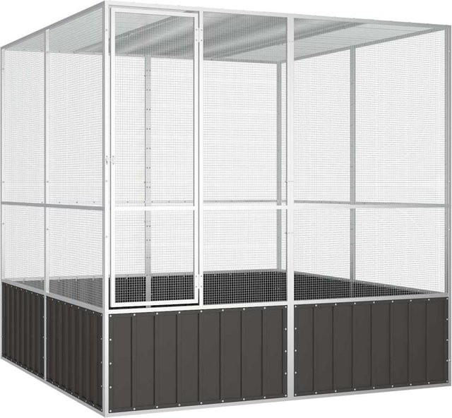 Vidaxl Voliere aus verzinktem Stahl, Anthrazit, B/T/H: 213,5 x 217,5 x 211,5 cm - Bild 1