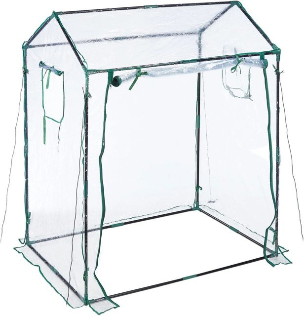 Relaxdays Foliengewächshaus aus PVC in Dunkelgrün und Transparent, aufrollbar, B/T/H: 152 x 132 x 92 cm - Bild 1