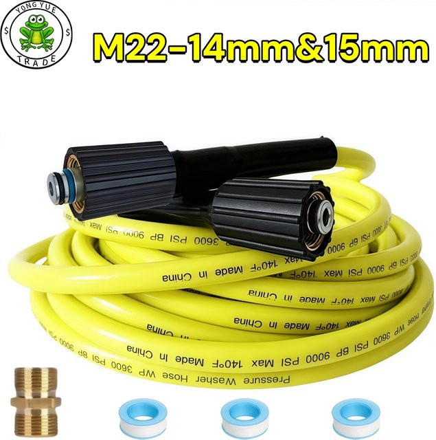 Hochdruckreinigungsmaschinenschlauch M22-Pin 14/15 für Kärcher und Huter, gelb, 5800 PSI - Bild 1