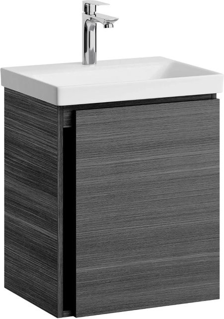 Planetmöbel Waschtischunterschrank Anthrazit mit Keramikwaschbecken und Chromarmatur, Wandmontage, Soft-Close-Funktion, Breite: 50 cm - Bild 1
