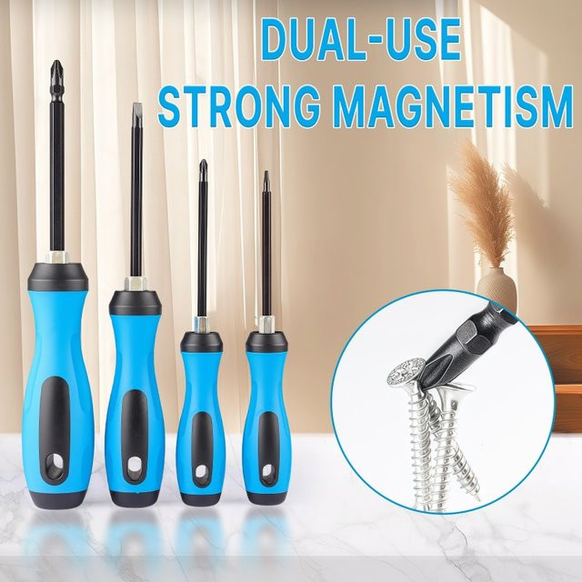 Maibu Dual-Purpose-Schraubendreher aus Chrom-Vanadium-Stahl mit magnetischer Funktion, Kreuzschlitz und Flachkopf - Bild 1
