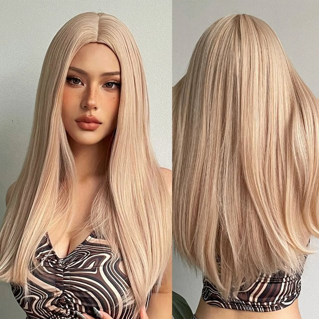 ALAN EATON Perücke, blonde lange gerade synthetische Perücke, Damen - Bild 1