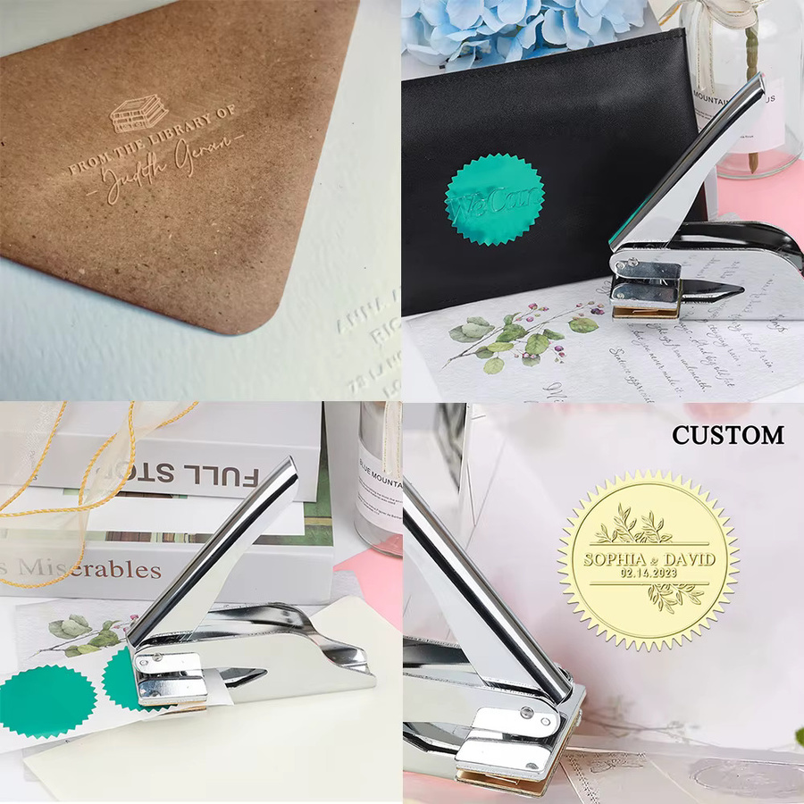 Personalisierter Buch-Embosser-Stempel mit Initialen für deine Bibliothek, silbernes Siegel für DIY-Buchliebhaber und Geschenkkarten-Dekoration - Bild 3