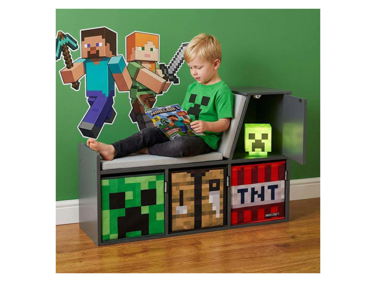 Minecraft Sitzbank und Leseregal in Multicolour für Kinder, B/T/H: 70 x 60 x 30 cm - Bild 2