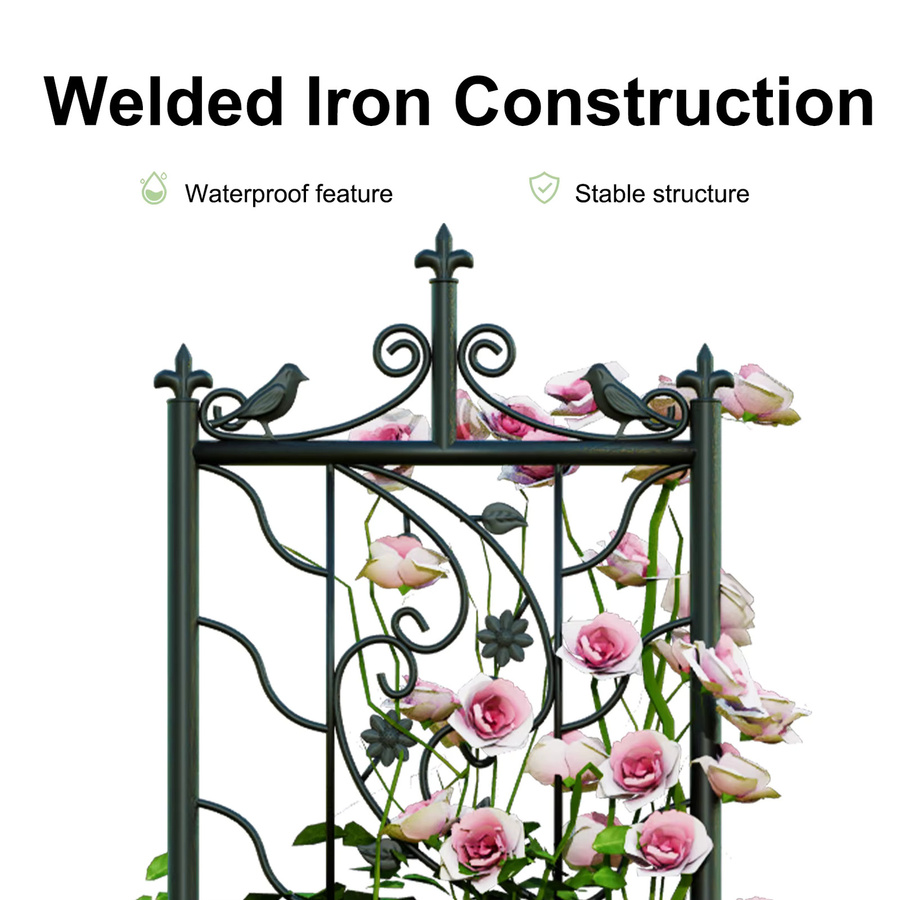 Wisfor Metall-Gartenspalier Set, 2 Stück, Schwarz, Höhe: 172 cm, dekorative Pflanzenstützen für Kletterpflanzen - Bild 7