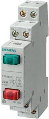 Siemens Taster 1S+1S 20A mit 2 Tasten in Rot und Grün sowie LED 230V 5TE4840 - Bild 1
