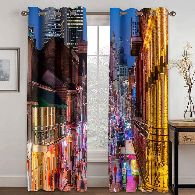 Yiran Furniture Vorhänge mit Eiffelturm Motiv in Multicolour, 2 Paneele, semi-transparent, Polyester, Höhe: 130 cm, Breite: 100 cm - Bild 1