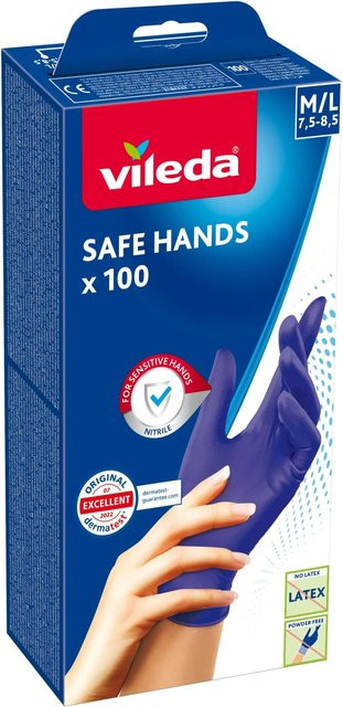 Vileda Einmalhandschuhe Safe Hands Dunkelblau Größe M/L 100 Stück - Bild 1