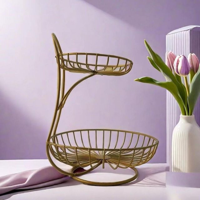 Mehrschichtiger Obstkorb in Gold im europäischen Stil als modischer Obstteller für dein Wohnzimmer - Bild 1