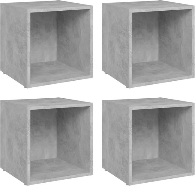 4er-Set vidaXL TV-Schränke aus Holzwerkstoff in Betongrau, B/T/H: 37 x 35 x 37 cm - Bild 1