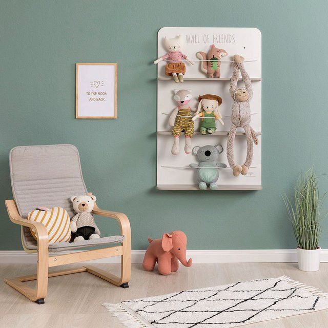 Musterkind Plüschtier-Regal Picea Wandregal für das Kinderzimmer in Weiss mit Wall of Friends-Print, B/H: 90 x 58 cm - Bild 1