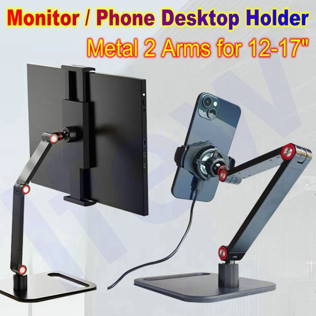 ifew Tragbarer Monitor-Metallständer in Schwarz als vertikale Schreibtischhalterung für Mobiltelefone, Tablets und PCs - Bild 1