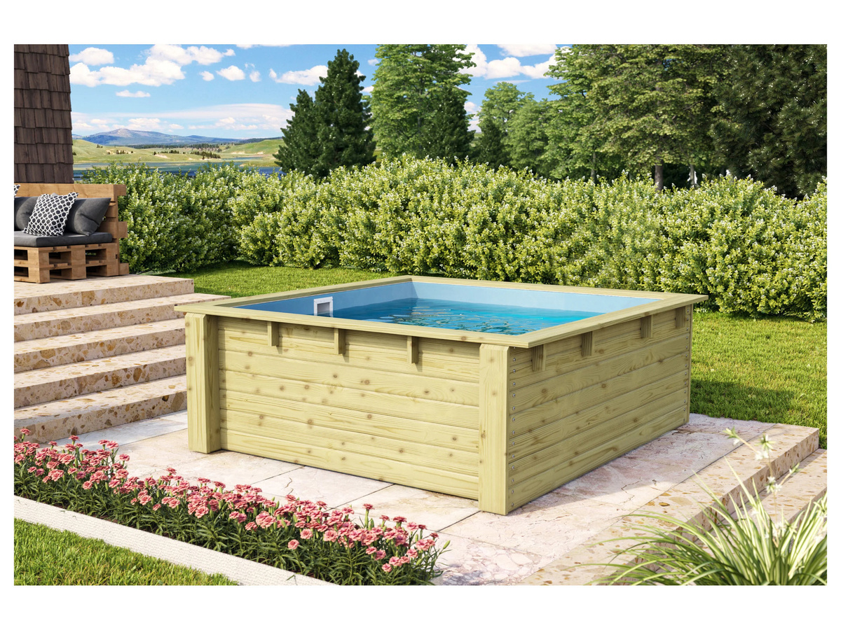 KARIBU Kids Pool aus Holz und PVC, quadratisch, B/T/H: 243 x 223 x 78 cm - Bild 2