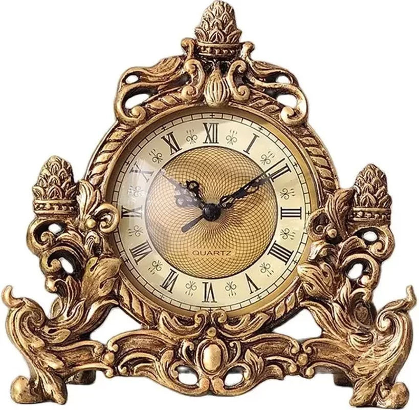 ZJMZYM Retro Tischuhr Analog in Gold, Vintage Design mit geräuschlosem Sweep-Mechanismus, Batteriebetrieben - Bild 1