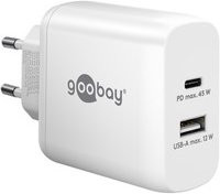 goobay USB-C PD Dual-Schnellladegerät 45 Watt in Weiß - Bild 1