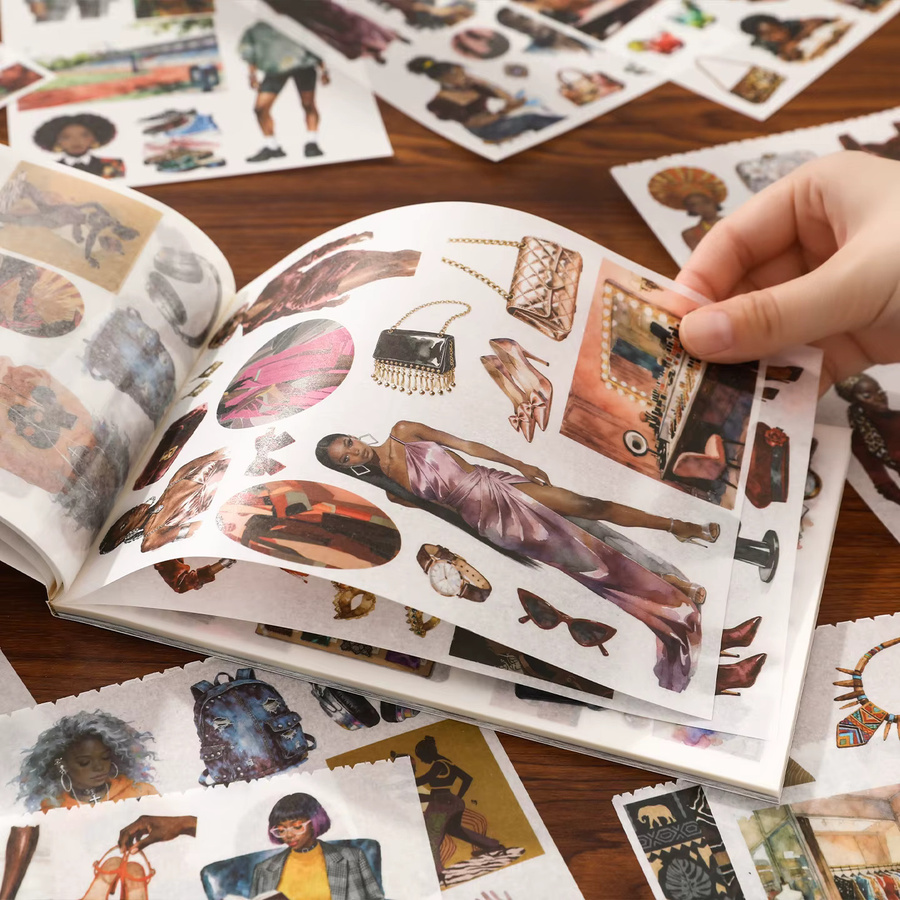 50 Stück Ins American Retro Sticker Set mit 30 Stanz- und 20 Papierstickern für dein DIY Scrapbook in Multicolour - Bild 3