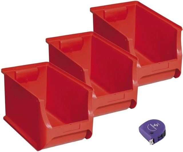 vasalat Set Stapelboxen aus Kunststoff, Rot, 3 Stück, B/T/H: 35,5 x 20,5 x 20 cm - Bild 1
