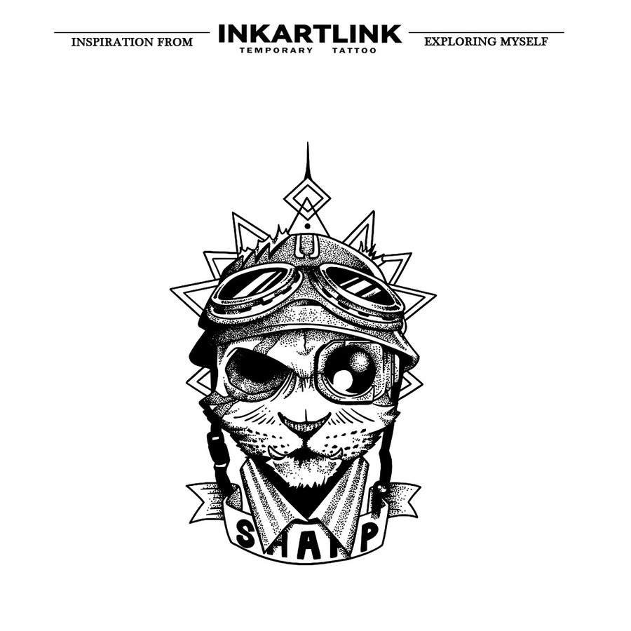 INKARTLINK Pilot Cat Tattoo, temporäres Tattoo, wasserdicht - Bild 3