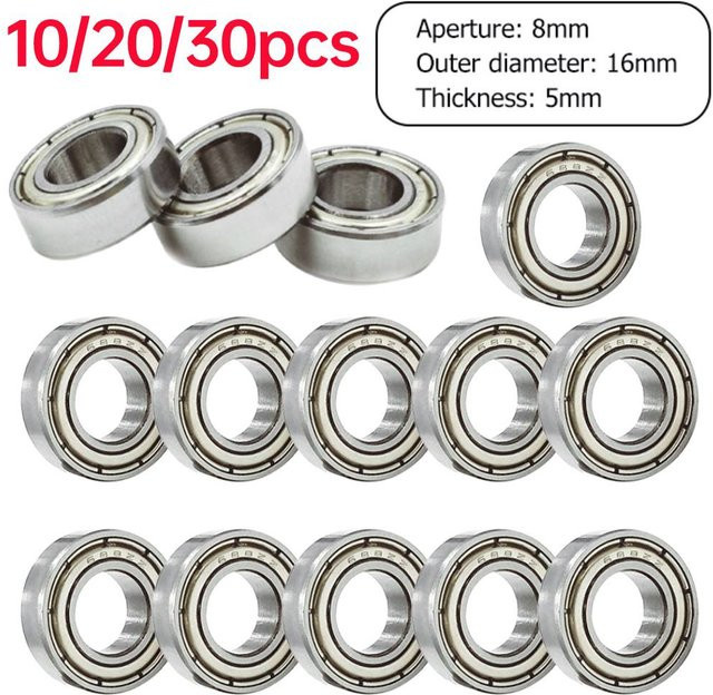 Shunmaii Mini-Kugellager 688ZZ Rillenkugellager aus Stahl in Silber, B/H/T: 8 x 16 x 5 mm, doppelt geschirmt, einreihig, ABEC-7 - Bild 1