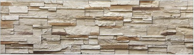 MySpotti Küchenrückwand Profix Cucina Rustical Bricks in Beige mit Stone Look und Aluminium-Elementen, Breite: 60 cm, Höhe: 210 cm - Bild 1