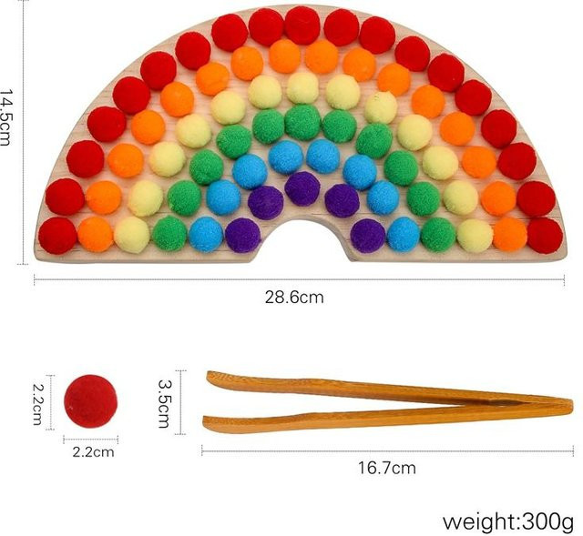 Binchi Outdoor Product Montessori Regenbogen Brett Klemme Ball Spielzeug, Holz, ab 0 Jahre - Bild 1