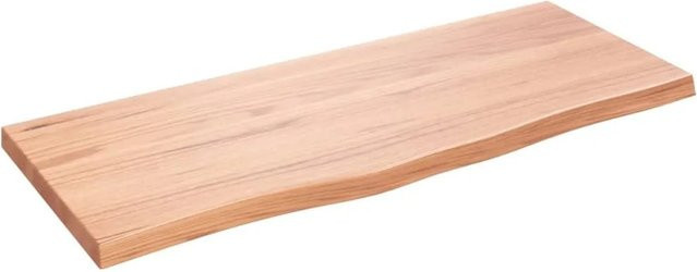 vidaXL Wandregal aus Massivholz Eiche in Hellbraun, Rustikaler Stil, B/T/H: 100 x 40 x 2-4 cm - Bild 1