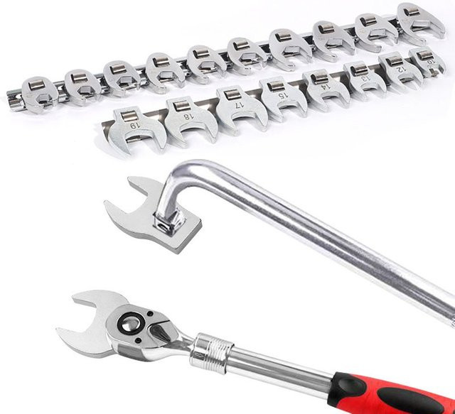 GIOIO Crowfoot Hornschlüssel Set mit 3/8 Zoll Antrieb, 9/11-teilig, metrisch 10 bis 22 mm, Farbe: Silber - Bild 1