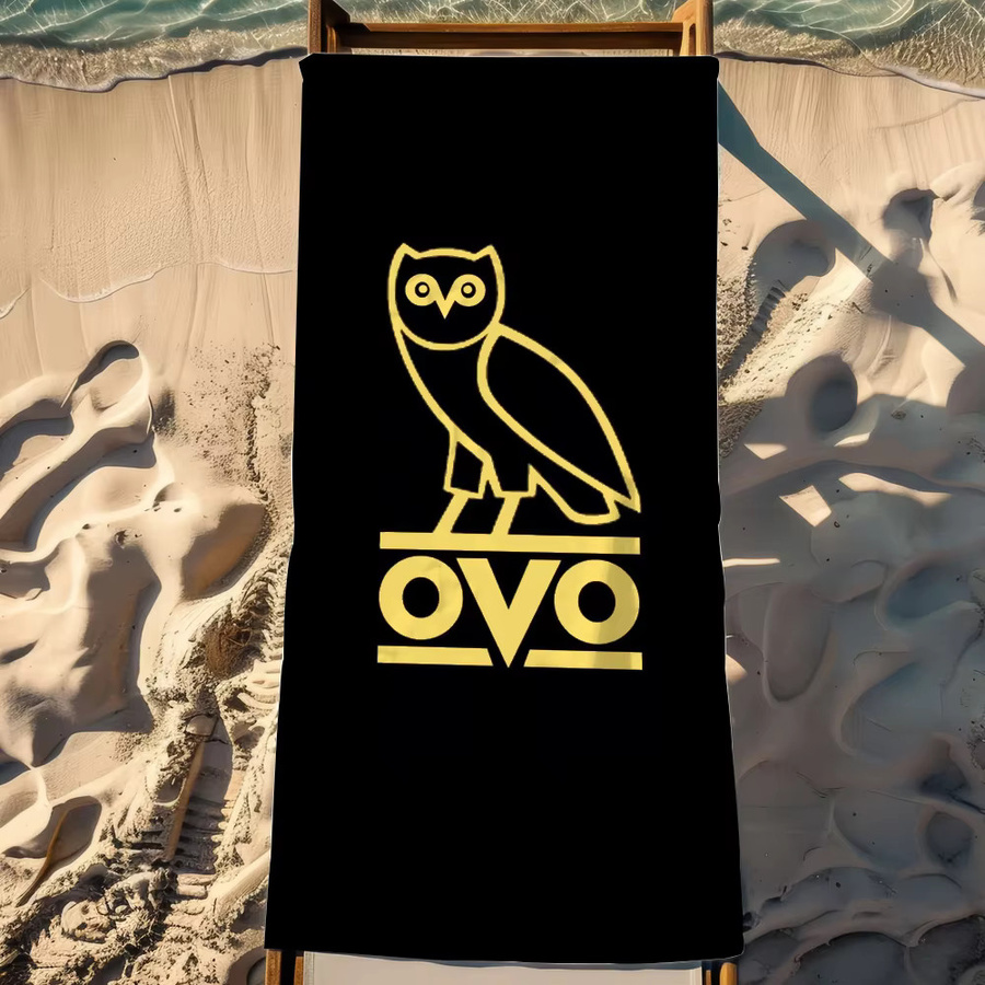 O-OVO Handtuch aus Mikrofaser mit Eulen-Grafik, schnell trocknend, Schwarz - Bild 4