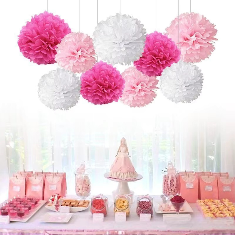 9 Stück Wusmart Seidenpapier Pompons Blumenbälle in Multicolour für deine Party- und Wanddekoration - Bild 1