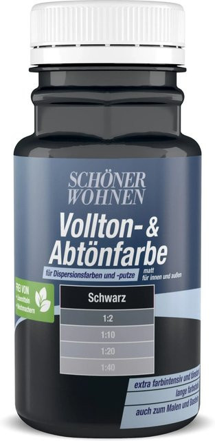 Schöner Wohnen Abtönfarbe Schwarz Matt Wasserbasierte Dispersionsfarbe für Gipskarton 125 ml - Bild 1