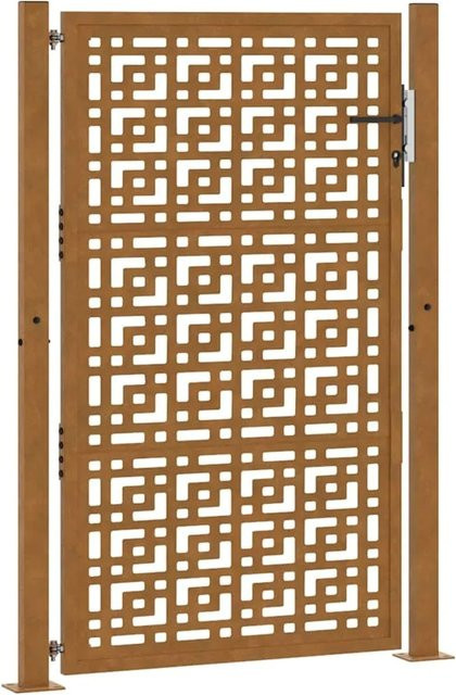 vidaXL Gartentor aus Stahl in Braun mit Kreuzdesign, Breite: 110 cm, Höhe: 155 cm - Bild 1