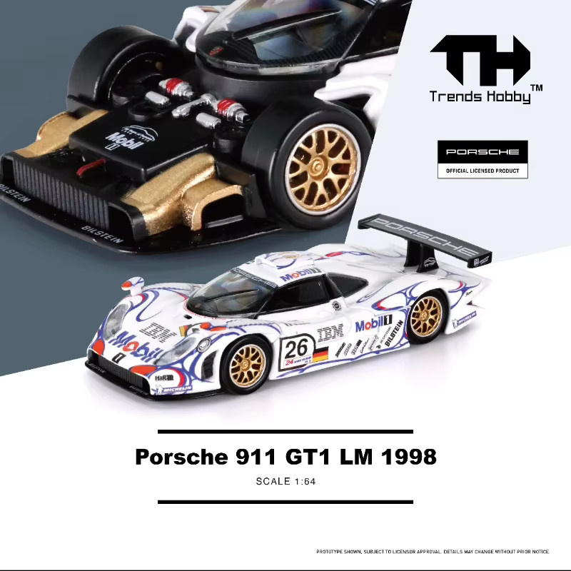 Trends Hobby Porsche 911 GT1 LM 1998 Legierungsautomodell, 1:64 - Bild 2