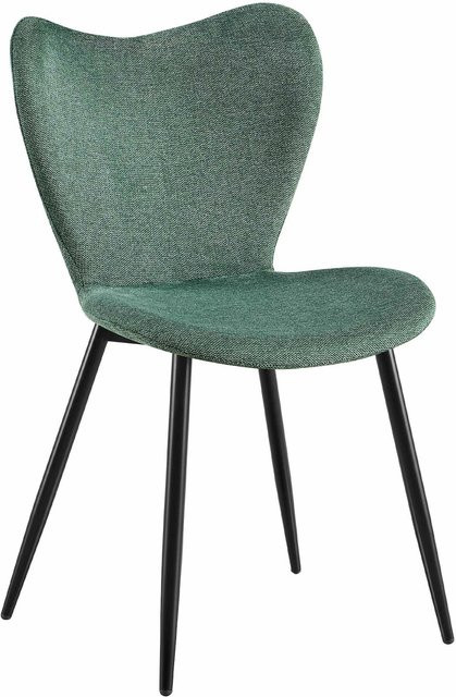 CLP Esszimmerstuhl Maika Polsterstuhl im Retro-Design mit Samt- oder Stoffbezug und Metallgestell in Grün, belastbar bis 150 kg - Bild 1