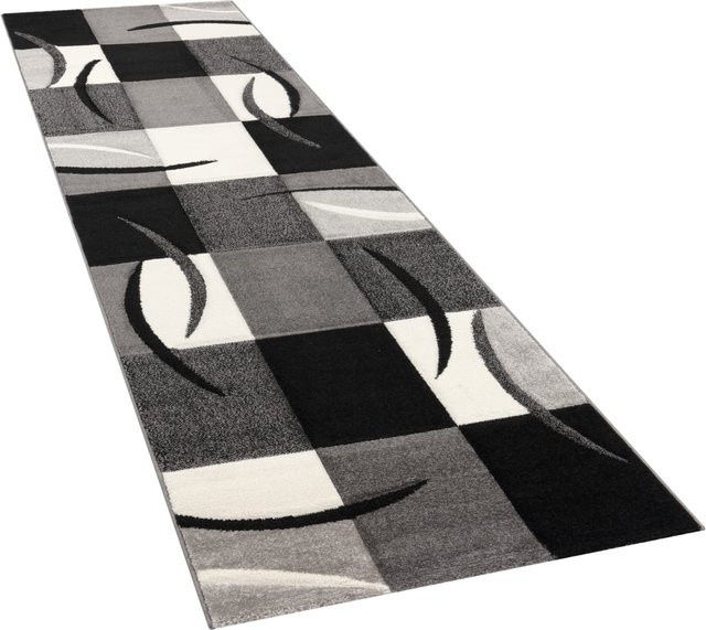 Moderner Teppich Diamora in Schwarz-Weiß mit Hoch-Tief-Effekt, B/T: 80 x 300 cm - Bild 1