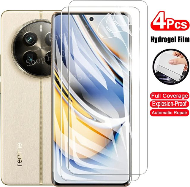 4er Pack Hydrogel Displayfolie für Realme 12 Pro Plus, 13, 11, 10, 9, 8 Pro Plus und C67 4G/5G, transparent, weiche Schutzfolie - Bild 1