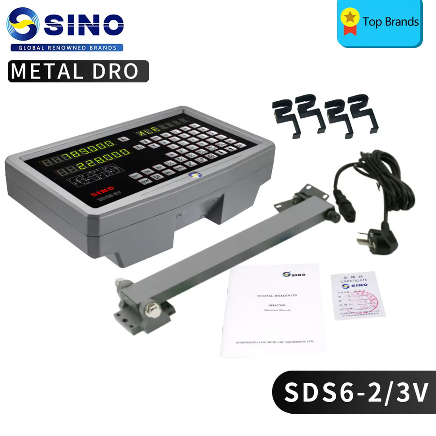 Sino SDS6-3V 3-Achsen-Digitalanzeige aus Metall mit KA-300 oder KA-500 digitalen optischen Glaslinealen für Fräs- und Drehmaschinen in Silber - Bild 2