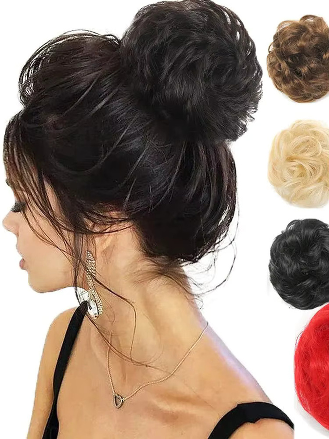 Jeedou Clip-in-Dutt-Haargummi, synthetisch, gewellt, lockig - Bild 4