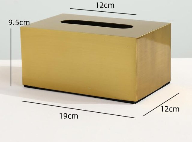 Moderne Taschentuchbox aus Metall in Gold mit geometrischem Design, B/T/H: 19,0 x 9,5 x 9,5 cm - Bild 1