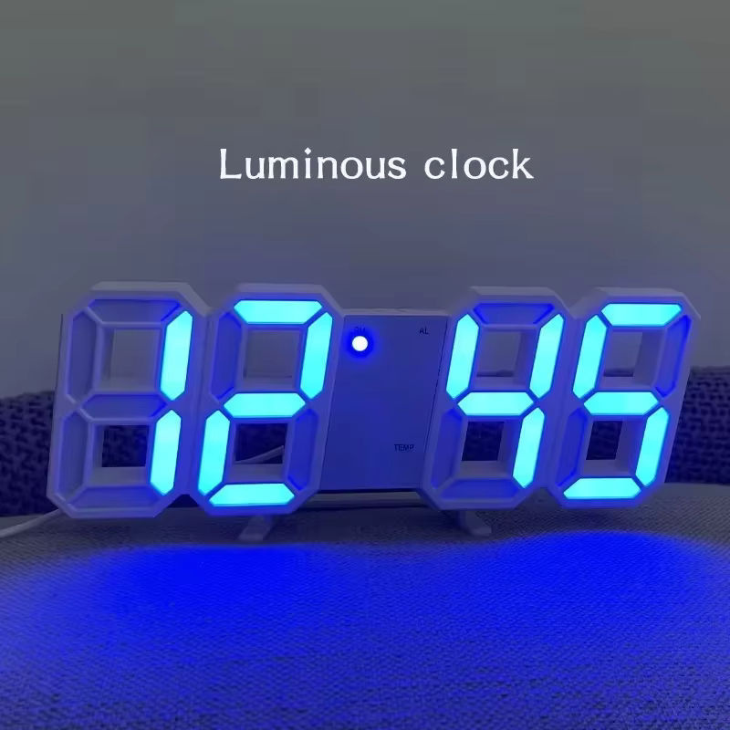 WOKLOK 3D LED Digitaler Wecker und Wanduhr mit Temperaturanzeige und Datumsanzeige, Weiß, Wandmontage - Bild 2