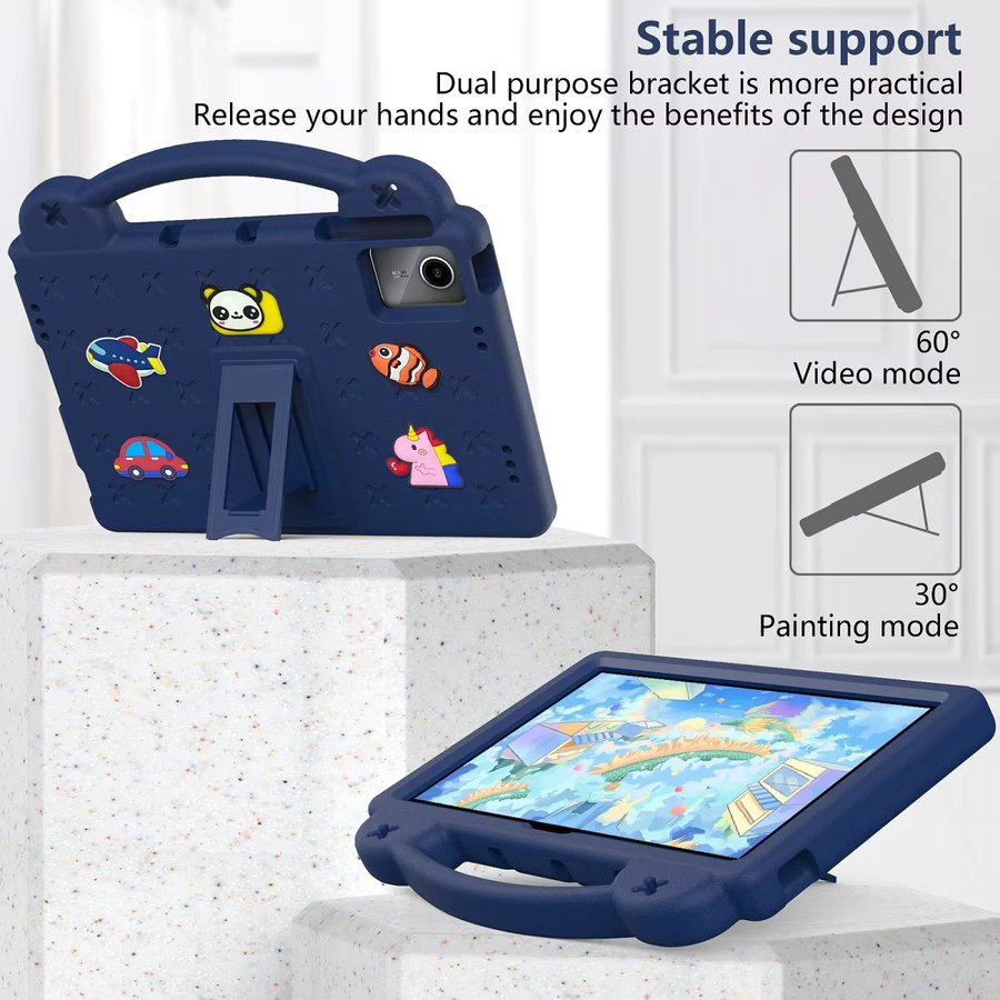 Kinder EVA Standhülle für TCL Tab NxtPaper 11, Tab10 Gen2, Tab 8 (2. Gen) und NXTpaper 5G in Blau mit Griffhalter - Bild 2