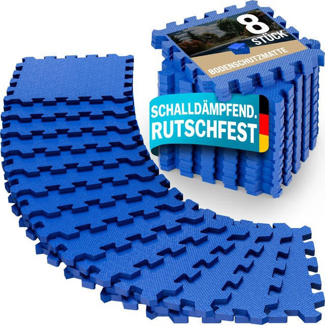 monzana® Bodenschutz-Puzzlematten aus EVA-Kunststoff, 8-teiliges Set, Blau, B/T/H: 180 x 90 x 1 cm - Bild 1