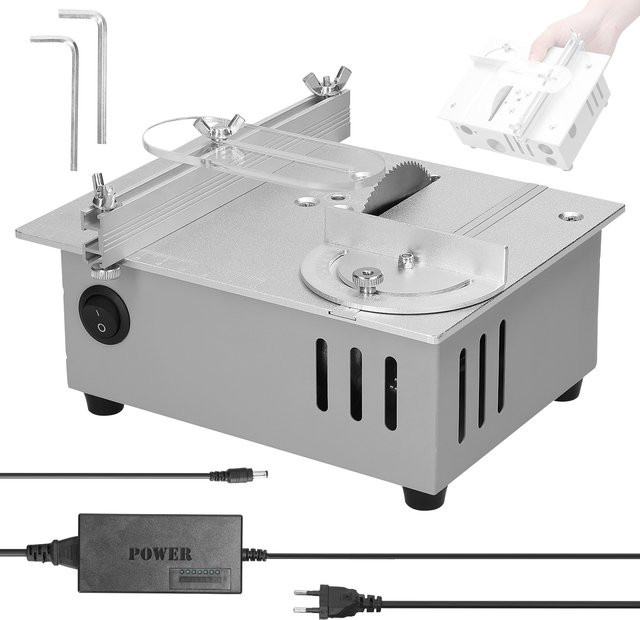 Meterk Multifunktion Tischkreissäge Elektrisch mit 7 Gängen, Silber, Tischkreissäge für Holzbearbeitung und DIY-Projekte - Bild 1