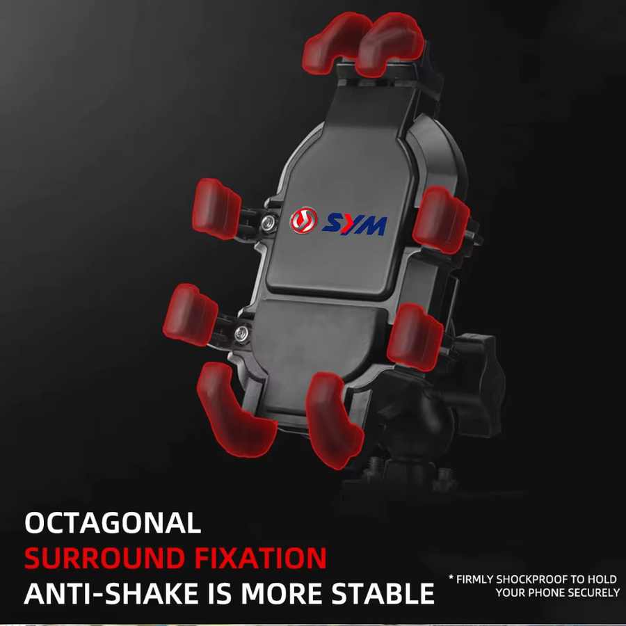 Anti-Shake Rückspiegel-Motorrad-Telefonhalterung in Schwarz für SYM Joymax Z 125/250/300, Maxsym Jet 14 EVO und TL500 Joyride - Bild 5