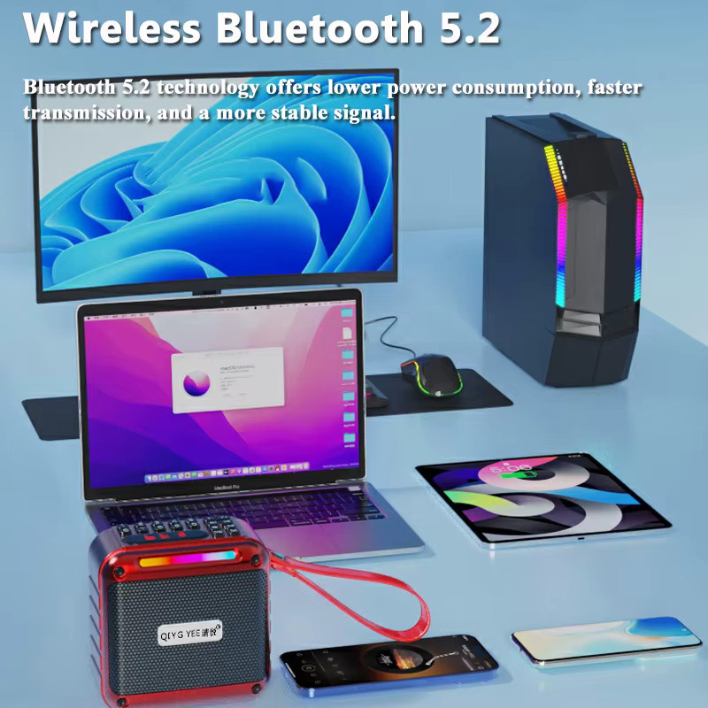 JINSERTA Mini Tragbarer Bluetooth-Lautsprecher mit HiFi-Klang, TWS-Funktion, Display und USB-Anschluss, Grün - Bild 2