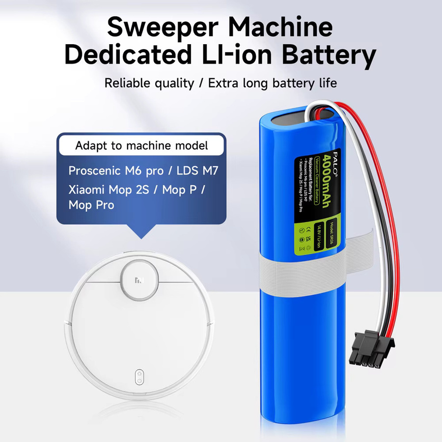 PALO Wiederaufladbarer Li-Ion-Akku 14,4V 4000mAh in Blau für Proscenic M6 Pro LDS M7 Xiaomi Mop 2S Mop P Mop Pro Roboterstaubsauger Ersatzteil - Bild 2